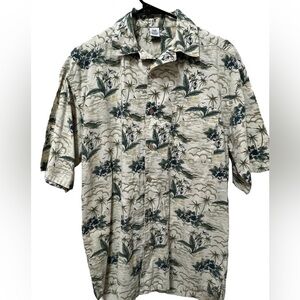 THIRD COAST Men’s Vintage Hawaiian Tropical Theme Wood Button Down Shirt, Medium